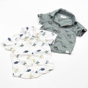 Carter's + Free Planet dinosaur print button down baby boys shirts